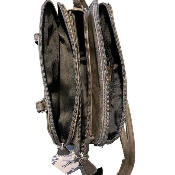 MultiSac Women's Dark Gray Crossbody Dual handles Purse NWT - Picture 7 of 12